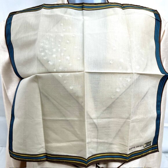 ew  set of 2 Pierre Cardin  handkerchiefs cotton 18" olive brown stripe (65 - Picture 3 of 9